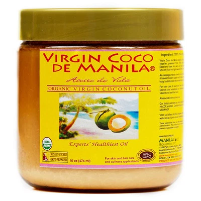 Aceite de coco orgánico 100 % virgen MANILA COCO cero aditivo no comedogénico 16 oz Foto 1 de 4