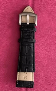 Correa de reloj de repuesto de cuero negro genuino de 26 mm, en relieve de cocodrilo - Imagen 1 de 2