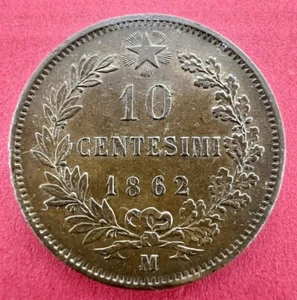 Italy 10 Centesimi 1862 Vittore Emanuele ll KM#11.1 10gr A074 - Picture 1 of 2