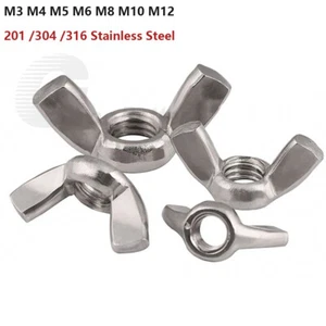 Wing Nuts A2/A4 Stainless Steel Butterfly DIN315 M3 M4 M5 M6 M8 M10 M12 Wingnuts - Picture 1 of 13