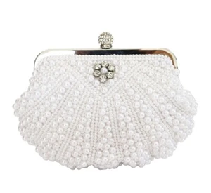 Perlen Umhängetasche Abendtasche Handtasche Hochzeit Braut Clutch Party - Bild 1 von 7