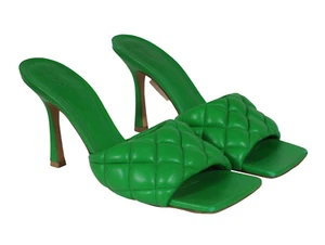 Bottega Veneta Womens Lido Leather Woven Sandals Size US 9 EU 39 Green Leather - Picture 1 of 10