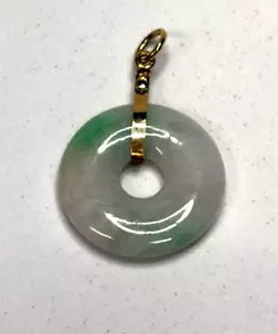 Vintage 14kt Yellow Gold & Jade Round Pendant - Picture 1 of 6