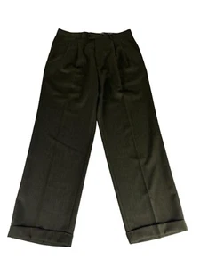 Louis Raphael Wool Blend Dress Pants Men's Size 34x30 Brown/Green Pockets Hemmed - Picture 1 of 8