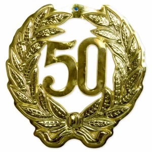GOLD '50' 3D DOOR SIGN 50TH BIRTHDAY OR ANNIVERSARY PARTY DECORATION - Picture 1 of 1