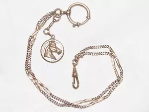 Old Gold-Plated Chatelaine Chain Pocket Watch Horology Horse - Picture 1 of 3