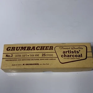 Grumbacher Artist Charcoal Used Set Original Box USA NY No. 2 Mixed Art Vintage - Picture 1 of 7