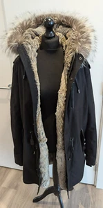 Mackage Men's "Moritz-X" Black Fur-Trim Long Parka Jacket sz US 40/M IT 50 - Picture 1 of 19