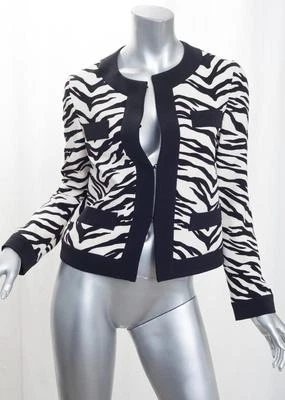MOSCHINO CHEAP AND CHIC Womens White+Black Zebra Print Blazer Jacket 40/6 NEW - Image 1 of 4