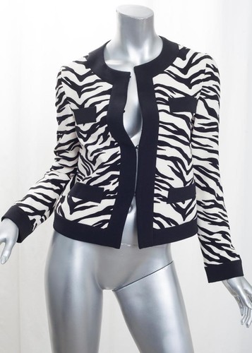MOSCHINO CHEAP AND CHIC Donna Bianco+Nero Stampa Zebra 40 6 NUOVO