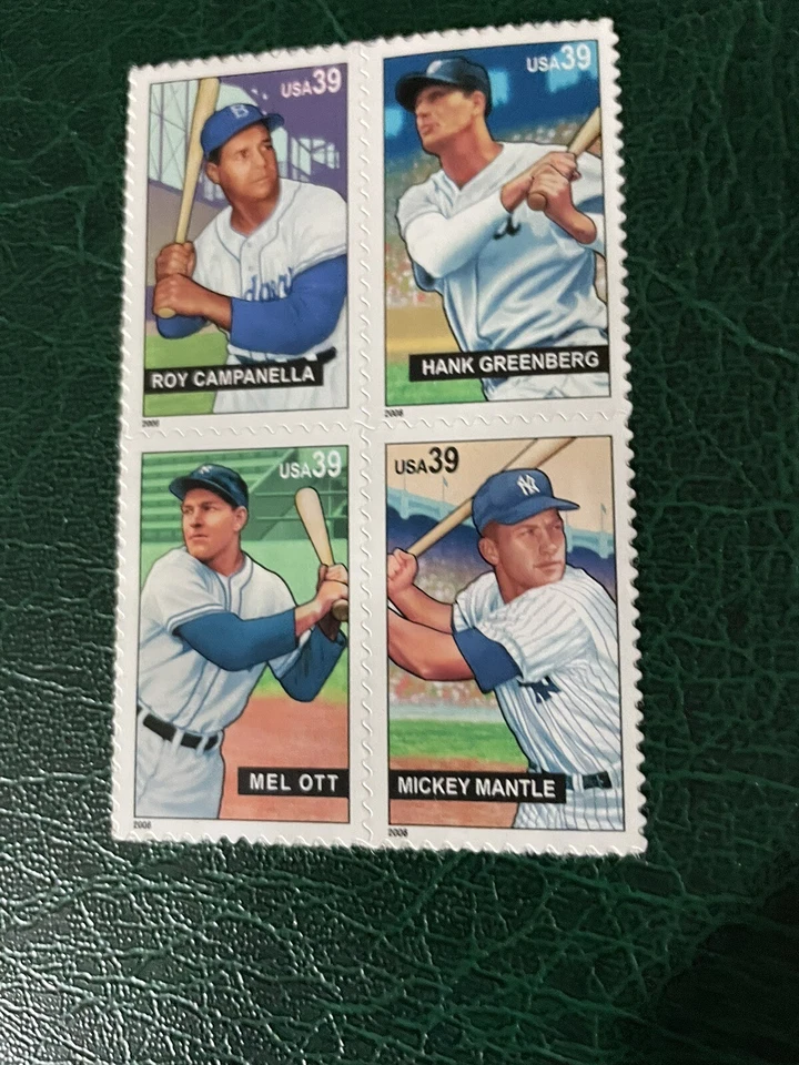 SFSTAMPS US BASEBALL SLUGGERS 4080-4083 MANTLE OTT GREENBERG BLOCK 4 STAMPS 2006 - Image 1 of 1