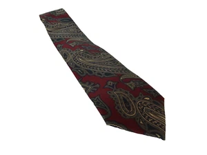 Mario Valentino 100% Italian Silk Neck Tie Burgundy & Navy - Picture 1 of 4