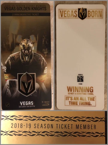 2018-19 VEGAS GOLDEN KNIGHTS SEASON TICKET MEMBER COMMEMORATIVE PLASTIC TICKET Cover