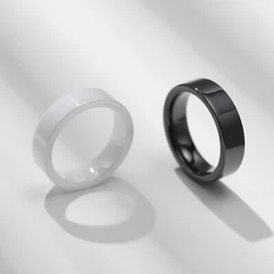 Keramik Ring Schlicht & Glatt Herren Damen Partnerring - Bild 1 von 14