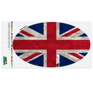 Rustic Distressed United Kingdom British Flag Car Euro Oval Magnet - Picture 1 of 3