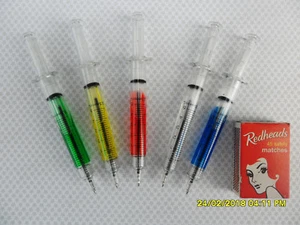 5 X SYRINGE PEN SYRINGE PENS HOSPITAL NURSE DOCTOR MEDICAL NOVELTY BALLPOINT - Picture 1 of 1