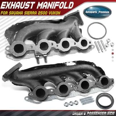 2x Left & Right Exhaust Manifold w/ Gasket Kit for GMC Savana Sierra 2500 Yukon - Image 1 of 4