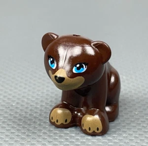 LEGO Friends Minifigure Bear Baby Cub Sitting Dark Azure Eyes Dark Tan Paws (x1) - Picture 1 of 7