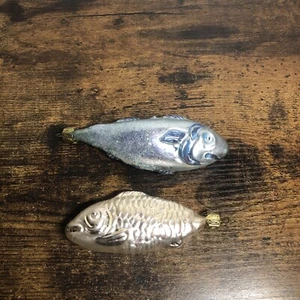 vintage blown glass fish Christmas ornaments Germany Lot Of 2 - Picture 1 of 16