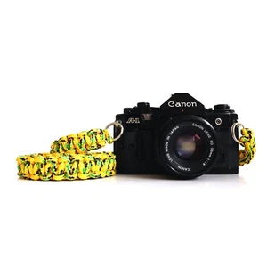 YELLOW CAMERA 48" NECK STRAP POLYPROPYLENE DSLR MIRRORLESS LEICA SONY CANON FUJI - Picture 1 of 8