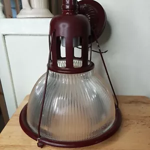 Vintage 12” Wide HOLOPHANE 684 Industrial Light Fixture. Factory Ribbed Glass - Picture 1 of 4