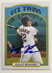 KALA'I ROSARIO RC SIGNED 2021 TOPPS HERITAGE #160 ROOKIE IP AUTO MINNESOTA TWINS