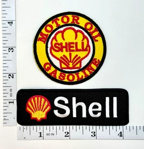 Embroidered Patch Set - Shell - Motor Oil - Gasoline - 2-Patch Set - Iron-on - Picture 1 of 1