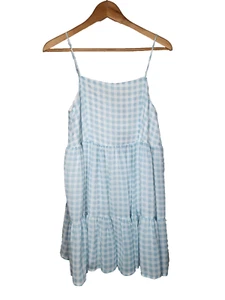 Forever 21 Woven Mini Dress in Blue and White Gingham Check Size S New With Tags - Picture 1 of 6