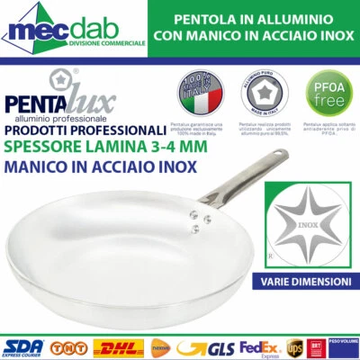 Padella In Alluminio Con Manico In Acciaio Inox Professionale Pentalux - Immagine 1 di 2