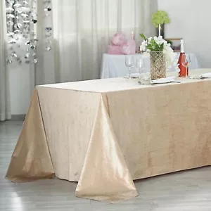 CHAMPAGNE 90"x156" Premium Velvet Rectangular Tablecloth Wedding Party Linens - Picture 1 of 7