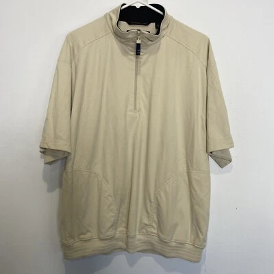 Рубашка для гольфа Greg Norman на молнии 1/4 средняя бежевая с короткими рукавами карманами для игр сухая - Изображение 1 из 4