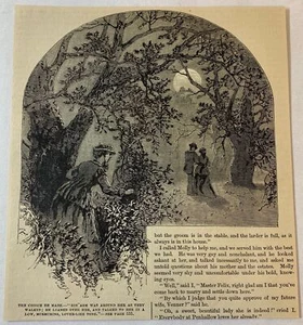 1876 rivista incisione ~ DONNA NEL BOSCO DI NOTTE SBIRCIA A CORTEGGIA COPPIA - Foto 1 di 1
