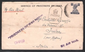 INDIA WW2 POW *Camp 25* Bombay Air Mail Cover 1943 Censor Trestina Letter  KA206 - Picture 1 of 9