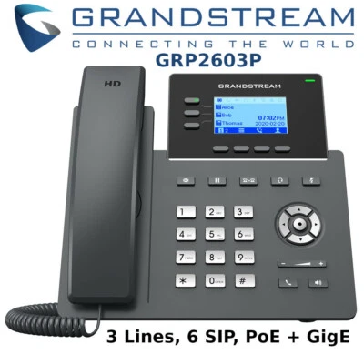 Teléfono de oficina Grandstream GRP2603P 3 líneas 6 SIP + PoE Gigabit doble Foto 1 de 4