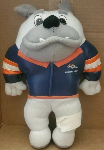 Vintage Ace Acme Denver Broncos souvenir 10" Bulldog Dog Plush Stadium Giveaway Cover