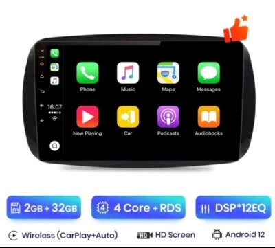 RADIO 2 DIN 9" PER SMART 453 BLUETOOTH NAVIGATORE USB ANDROID WiFi 2/32 CARPLAY  - Immagine 1 di 4