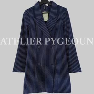 BNWT H&M Double-Breasted Loose Fit Blazer Jacket Dress Long Sleeve Blue XS, S, M - Picture 1 of 7