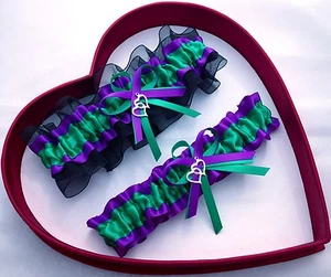 NEW Bridal Wedding Garter Emerald Purple Black Prom Garters GetTheGoodStuff HOT* - Picture 1 of 2