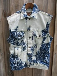 Levis 0651 vintage made USA bleach splatter denim jean jacket vest Small - Picture 1 of 7