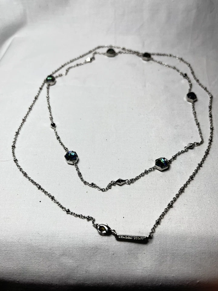 Collar Piedra Abulón Kendra Scott Tono Plata 40 pulgadas Largo, Cierre Langosta Foto 1 de 4