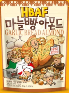 HBAF Gilim Pan de Ajo Almendra 190g 1 Paquete Snack Coreano Almendras - Imagen 1 de 8