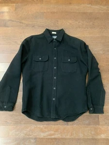 J.Crew Men’s Slim Fit Heavyweight Chamois Button Up Shirt Size Large In Black - Picture 1 of 6