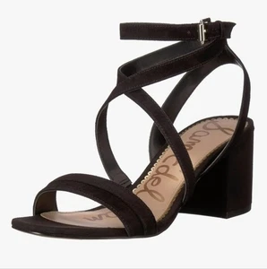 Sam Edelman Sammy Black Suede Block Heel Sandals Sz 10 - Picture 1 of 9