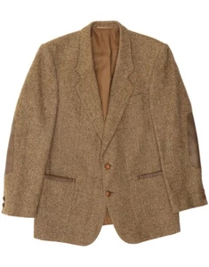 BOGNER Mens 2 Button Blazer Jacket UK 42 XL Brown Herringbone Virgin Wool BK15 - Picture 1 of 3