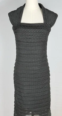 Adrianna Papell  Sexy Polka  Dot Bodycon Shutter Pleated Cocktail Dress Size 6 - Image 1 of 4