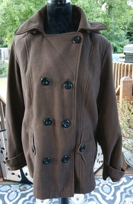 Женское пальто George с коричневой подкладкой на пуговицах размер XL 16-18 двубортное - Изображение 1 из 4