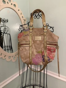 Bolso Bandolera Coach Poppy Applique Dorado Multi Floral Cartera - Imagen 1 de 12