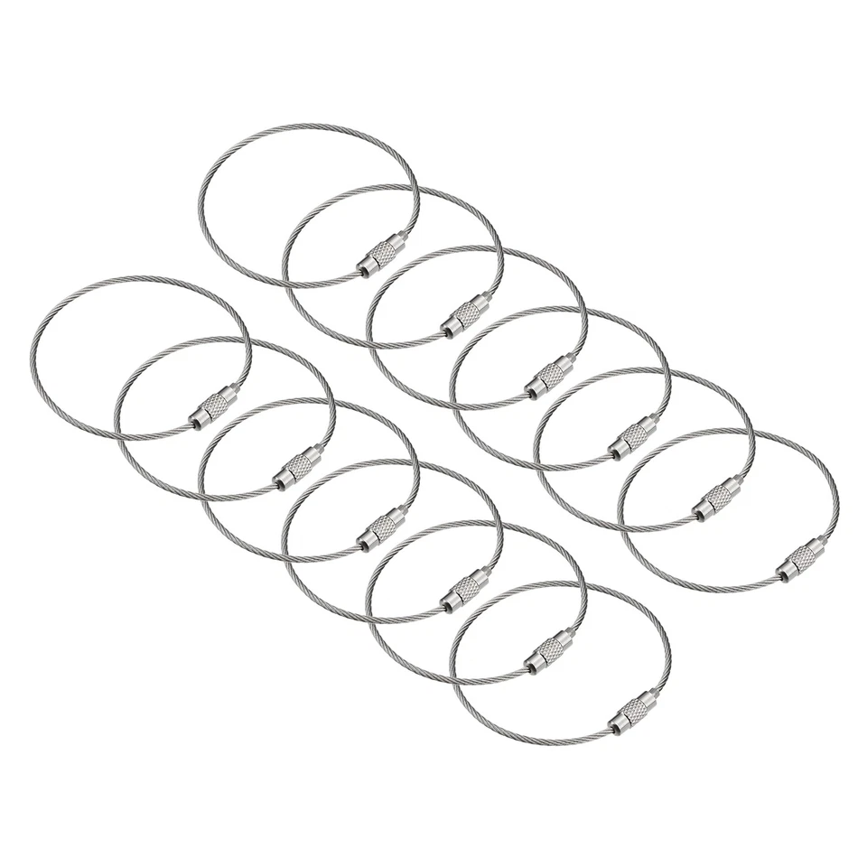 Confezione 12 Cavo Chiave Anelli,155mm Filo Portachiavi Torsione Anelli,Argento - Immagine 1 di 4