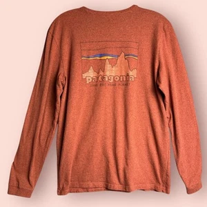 Camiseta Patagonia Para Hombre Mediana Naranja Manga Larga Gráfica Camiseta Mezcla Algodón - Imagen 1 de 3