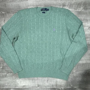 Polo Ralph Lauren Pullover Zopfmuster Damen XXL Grün Seide Preppy Urlaub Pony - Bild 1 von 16